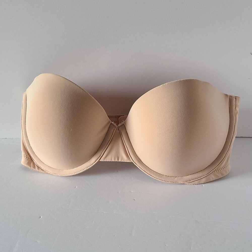 GILLEY HICKS "FIND YOUR HAPPY PLACE ''STRAPLESS LIGHTLY LINED- BEIGE BRA / 32D